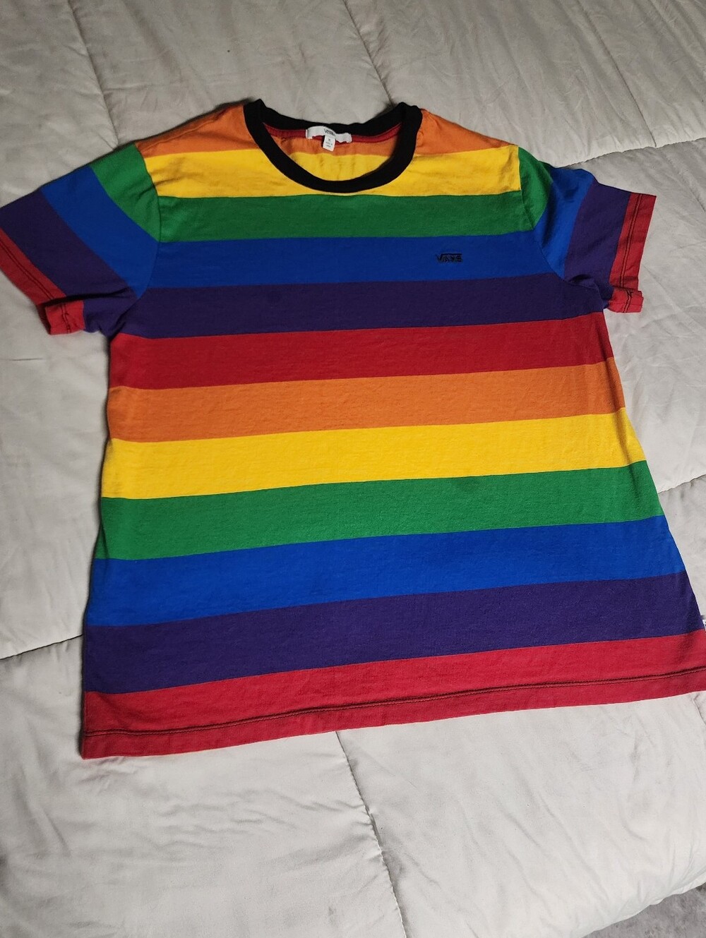 Vans Short Sleeve Rainbow Stripe Tee - Red, Orange, Yellow, Green, Blue, Purple